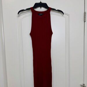Forever21 Sleeveless ribbed bodycon dress in deep burgundy